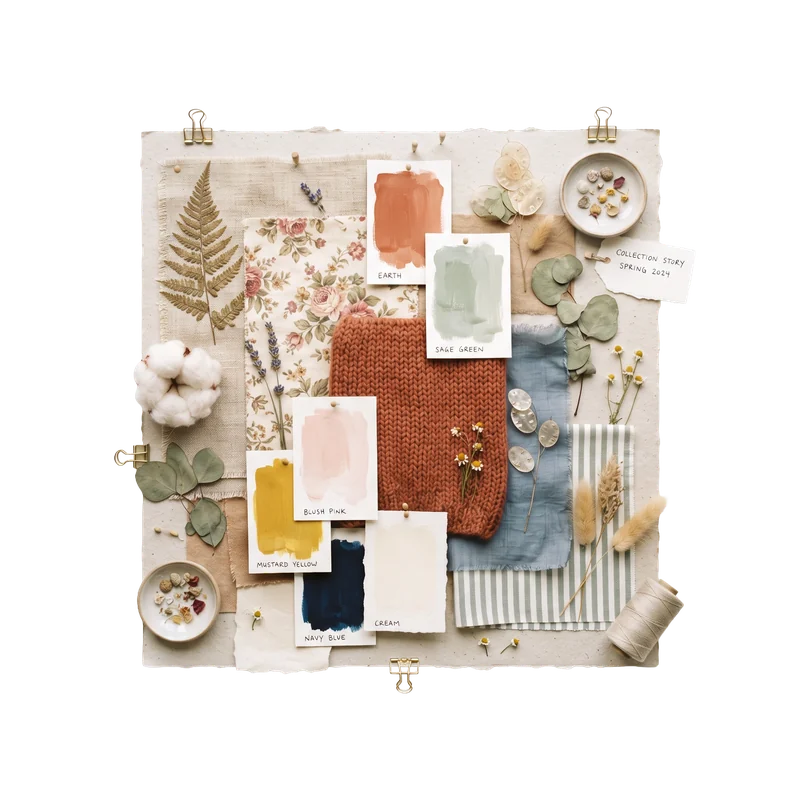 Moodboard mit Stoffmustern